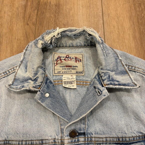 Y2K! 🌟AMBERCROMBIE🌟 RARE EXTRA HEAVY OUNCE DENIM JEAN JACKET LIGHT WASH L - Picture 3 of 13
